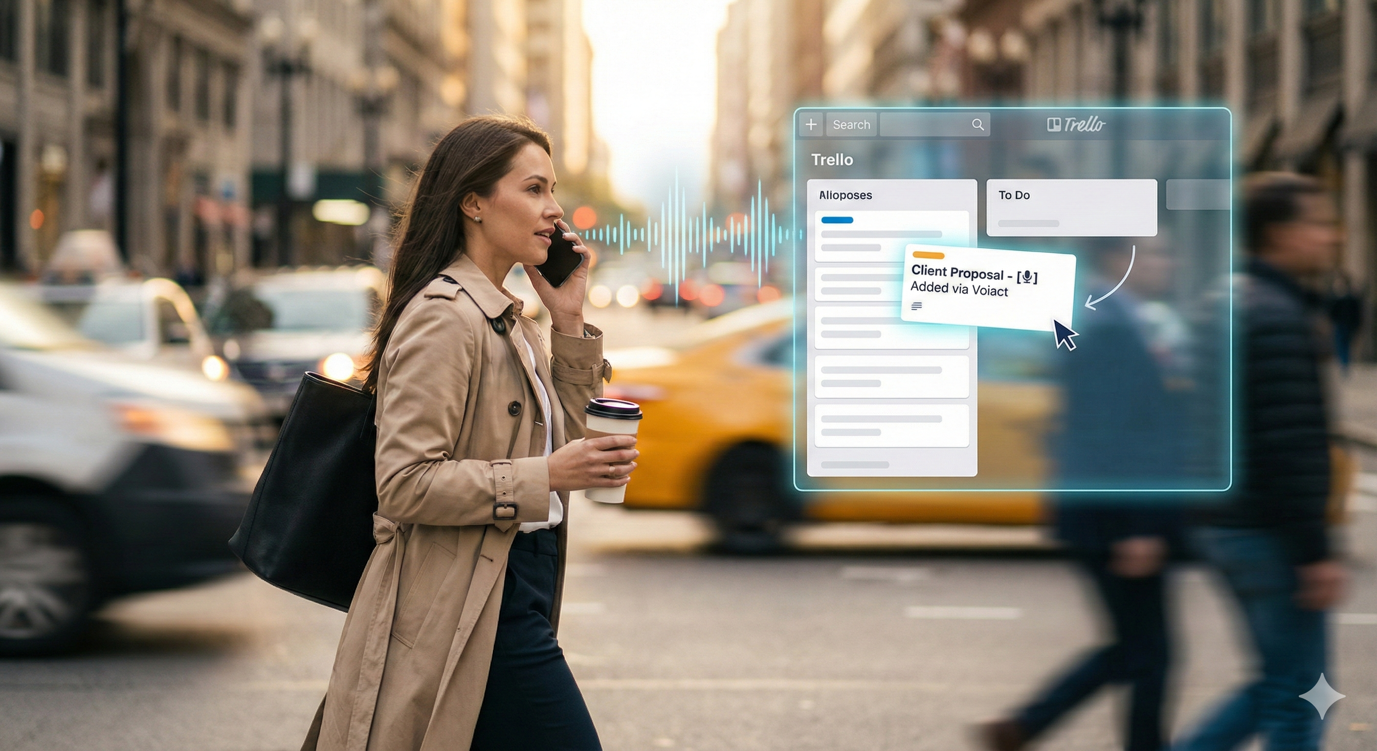Professional using voiact on the go